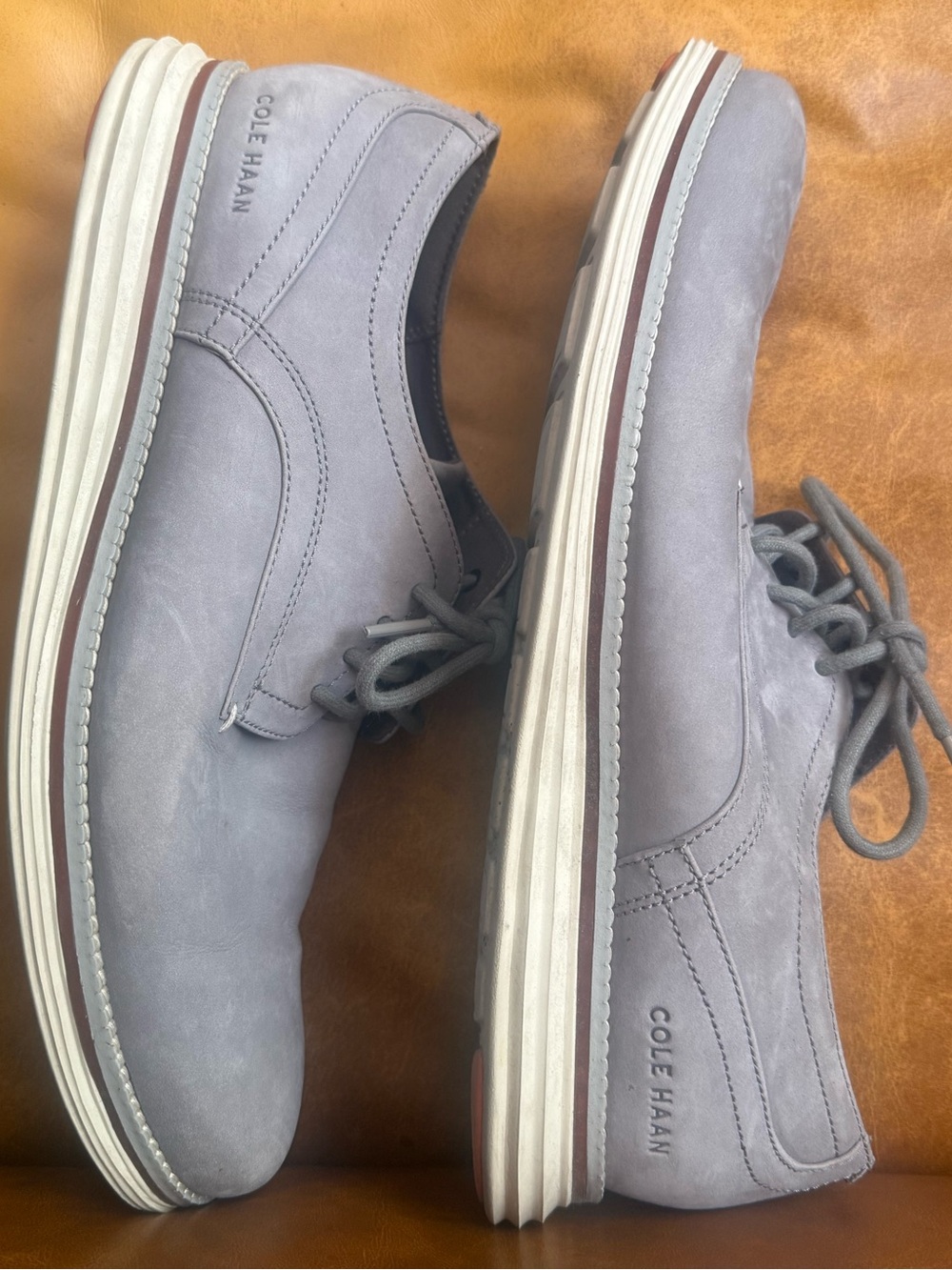 Cole Haan OriginalGrand Plain Toe Oxford Dress Shoes Gray Nubuck Men’s 10.5